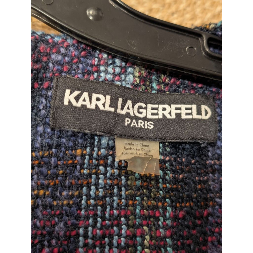 Women's KARL LAGERFELD PARIS Plaid Tweed Dress in Blue and Purple - Picture 15 of 15